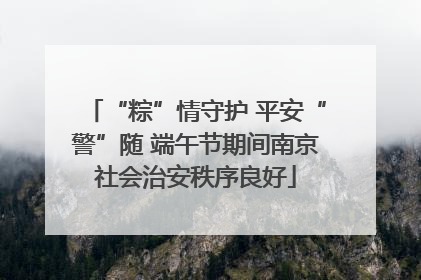 “粽”情守护 平安“警”随 端午节期间南京社会治安秩序良好