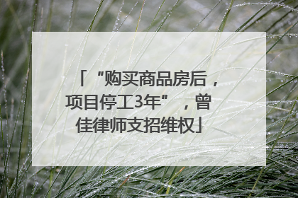 “购买商品房后，项目停工3年”，曾佳律师支招维权