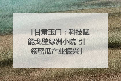 甘肃玉门：科技赋能戈壁绿洲小院 引领蜜瓜产业振兴
