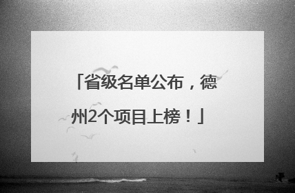 省级名单公布，德州2个项目上榜！