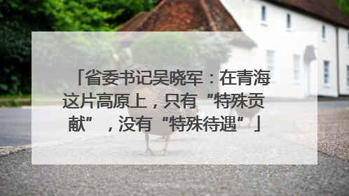 省委书记吴晓军：在青海这片高原上，只有“特殊贡献”，没有“特殊待遇”