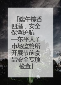 端午粽香四溢，安全保驾护航——东平大羊市场监管所开展节前食品安全专项检查