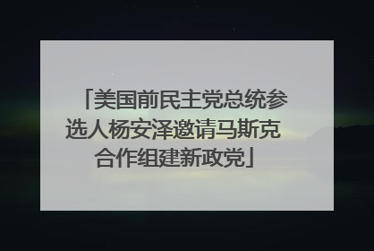 美国前民主党总统参选人杨安泽邀请马斯克合作组建新政党