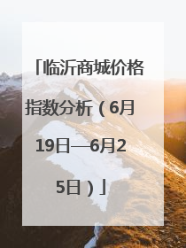 临沂商城价格指数分析（6月19日—6月25日）
