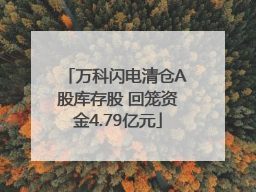 万科闪电清仓A股库存股 回笼资金4.79亿元