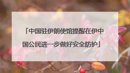 中国驻伊朗使馆提醒在伊中国公民进一步做好安全防护