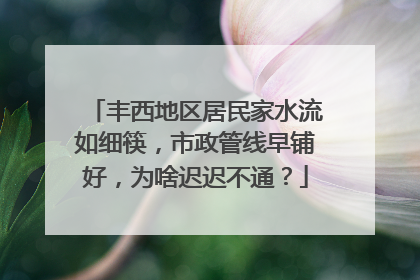 丰西地区居民家水流如细筷，市政管线早铺好，为啥迟迟不通？