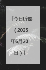 今日辟谣（2025年6月20日）