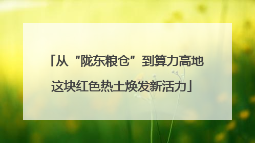 从“陇东粮仓”到算力高地 这块红色热土焕发新活力