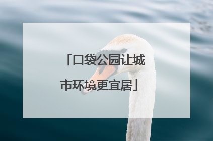 口袋公园让城市环境更宜居