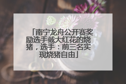 南宁龙舟公开赛奖励选手戴大红花的烧猪，选手：前三名实现烧猪自由