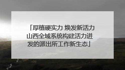 厚植硬实力 焕发新活力 山西全域系统构建活力迸发的派出所工作新生态