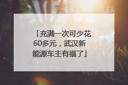 充满一次可少花60多元，武汉新能源车主有福了