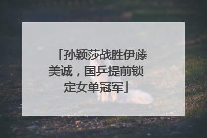 孙颖莎战胜伊藤美诚，国乒提前锁定女单冠军