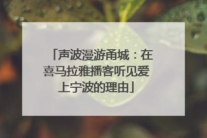 声波漫游甬城：在喜马拉雅播客听见爱上宁波的理由