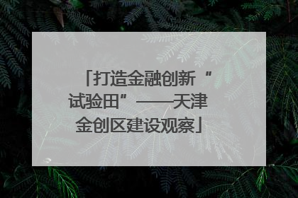 打造金融创新“试验田”——天津金创区建设观察
