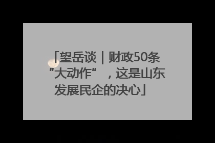 望岳谈｜财政50条“大动作”，这是山东发展民企的决心