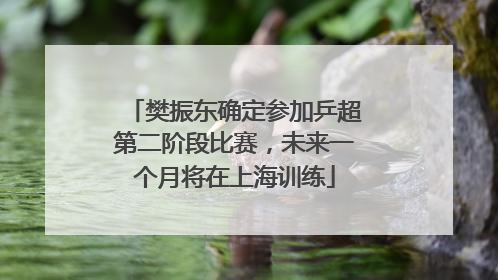 樊振东确定参加乒超第二阶段比赛，未来一个月将在上海训练
