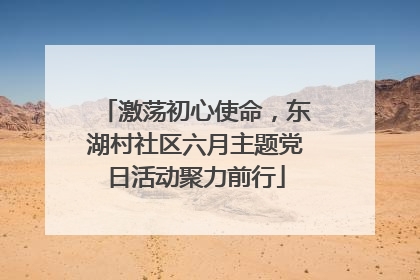激荡初心使命，东湖村社区六月主题党日活动聚力前行