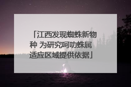 江西发现蜘蛛新物种 为研究呵叻蛛属适应区域提供依据