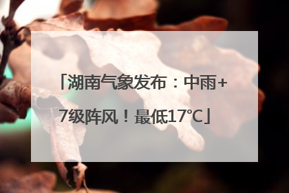 湖南气象发布：中雨+7级阵风！最低17℃
