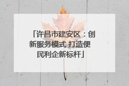 许昌市建安区：创新服务模式 打造便民利企新标杆