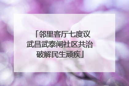 邻里客厅七度议 武昌武泰闸社区共治破解民生顽疾