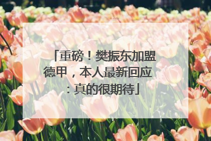 重磅！樊振东加盟德甲，本人最新回应：真的很期待