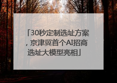 30秒定制选址方案，京津冀首个AI招商选址大模型亮相