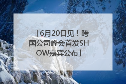 6月20日见！跨国公司峰会首发SHOW嘉宾公布